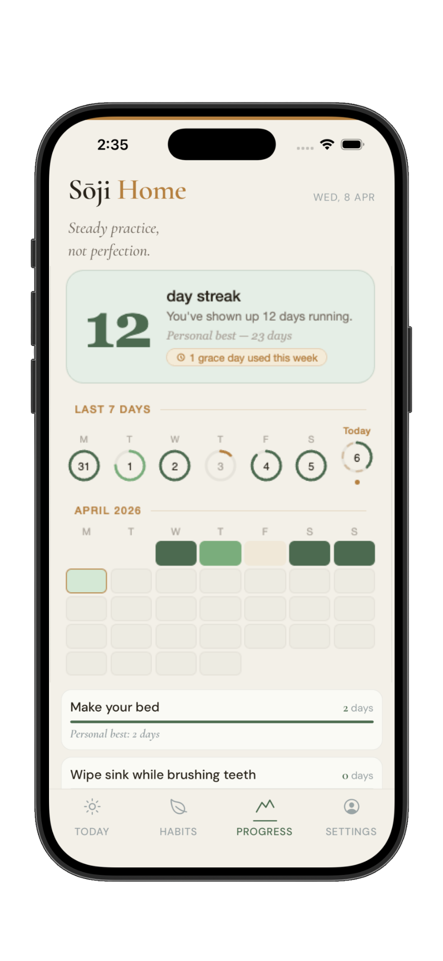Sōji Home progress screen